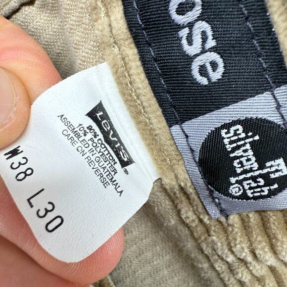 Vintage Levis Corduroy Pants Men's 38x30 Brown Tan Loose Silvertab Baggy 90s - Picture 9 of 12